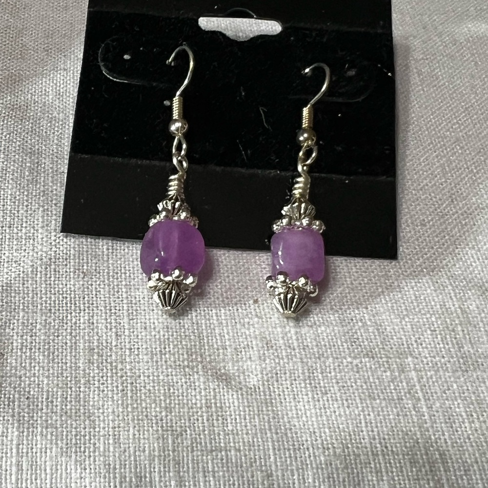 New handmade purple amethyst stone earrings